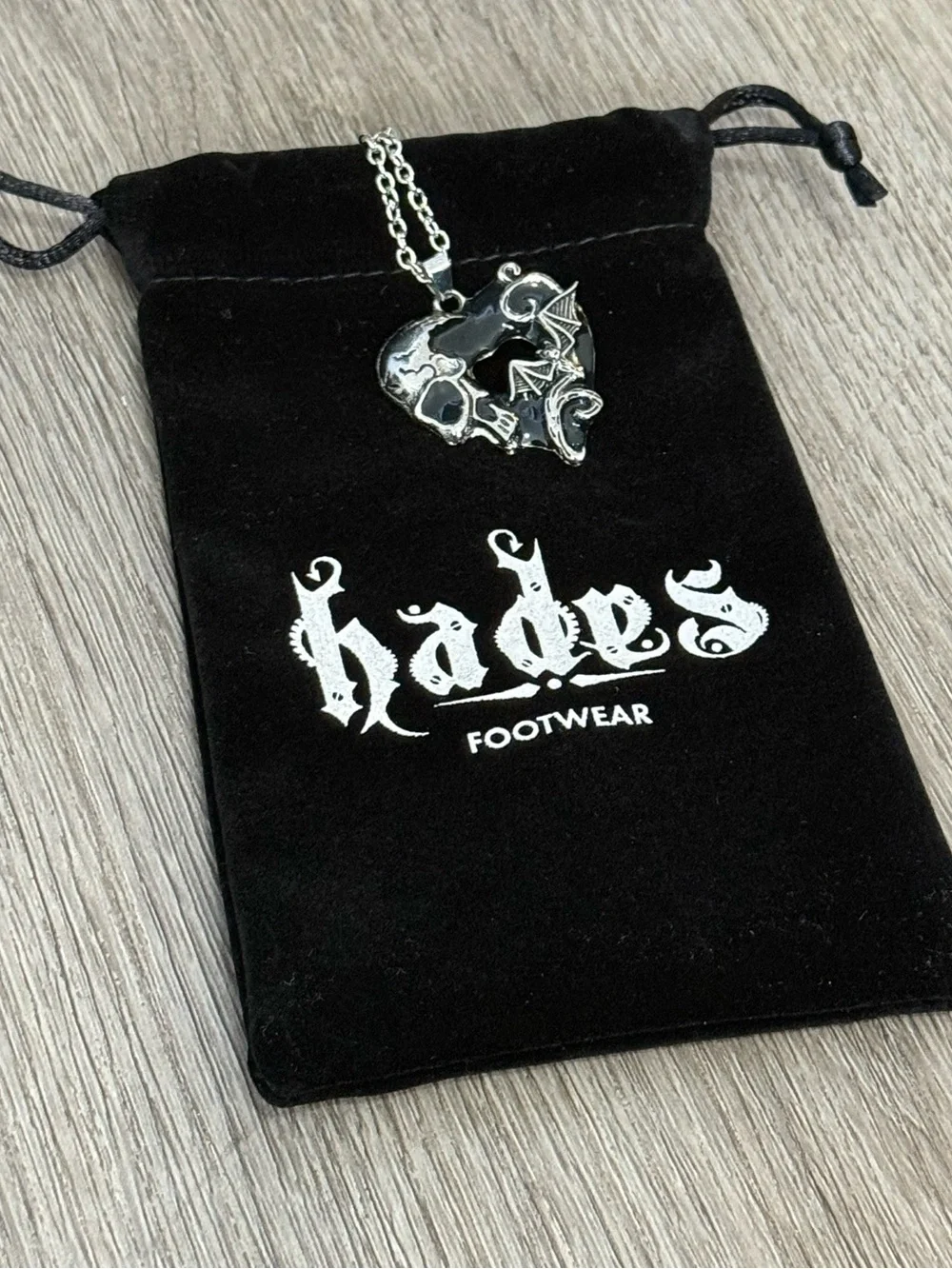 Skull Bat Heart Pendant Necklace from Hades Footwear